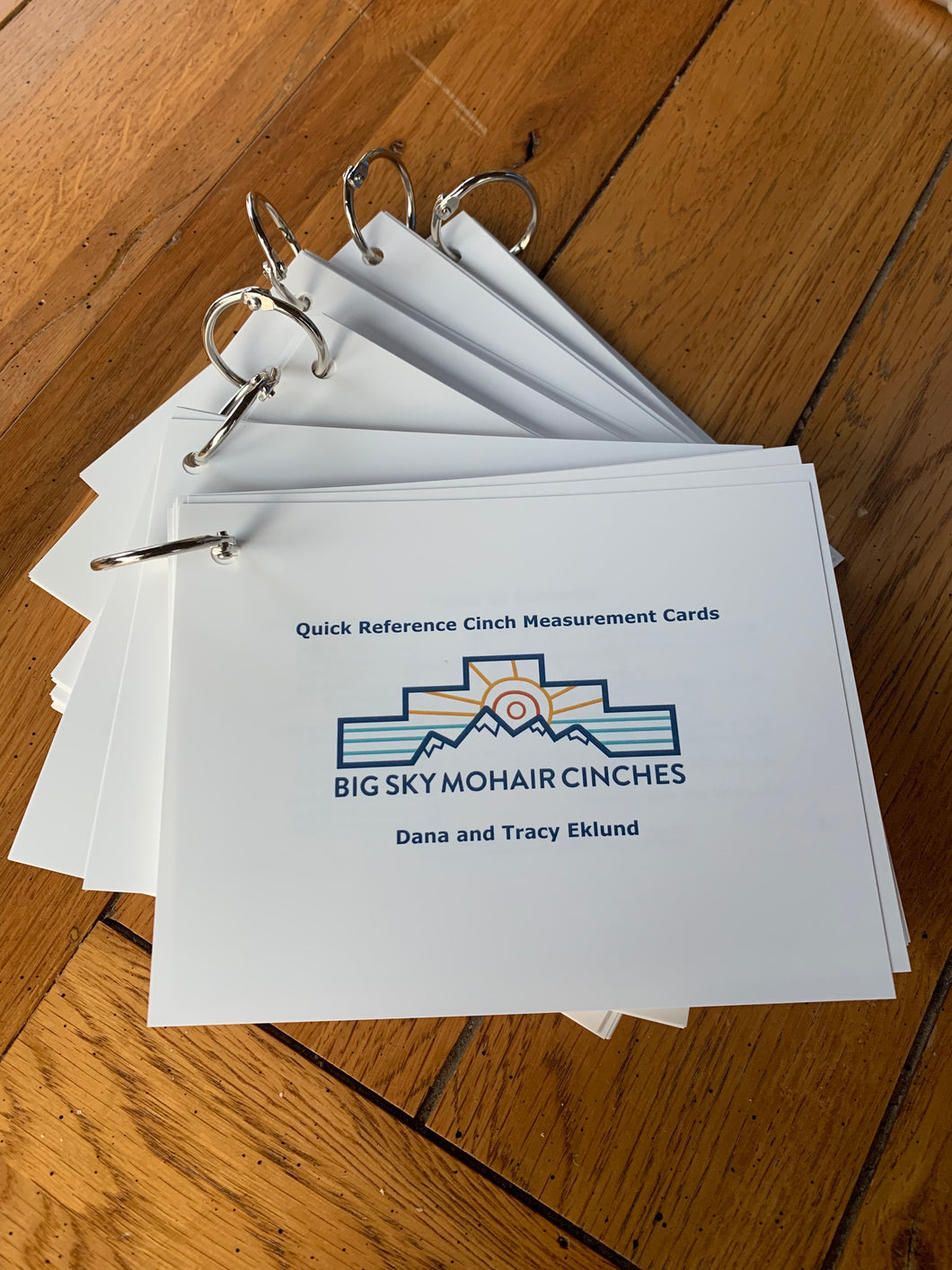 Quick Reference Straight Cinch Measurement Cards